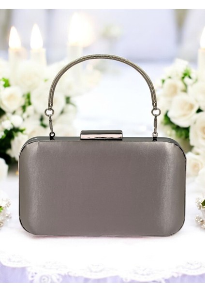 Vizon Renk Saten Gümüş Kasalı Metal Saplı Kulplu Abiye Çanta Gece Çantası Düğün Nişan Portföy fiyatları