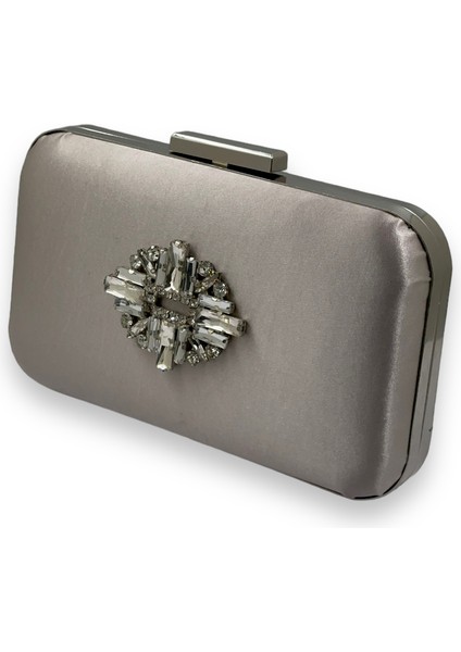 Vizon Renk Saten Gümüş Kasalı Gümüş Taşlı Abiye Çanta Gece Çantası Düğün Nişan Portföy fiyatları