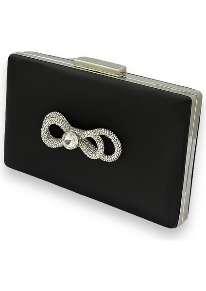 Siyah Renk Çizilmeyen Saten Gümüş Taşlı Abiye Çanta Düğün Nişan Çantası fiyatları