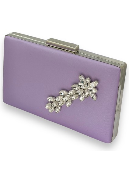 Lila Renk Çizilmeyen Saten Gümüş Taşlı Abiye Çanta Düğün Nişan Çantası fiyatları