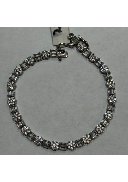 Monci S 8 Tennis Gümüş Bileklik Ms3299, 925 Ayar Gümüş, Şık Bileklik