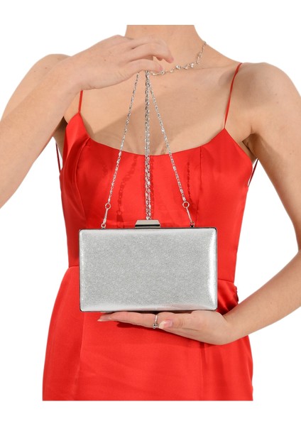 Gümüş Lame Renk Sıvama Saten Abiye Çanta Gece Çantası Düğün Çantası modelleri