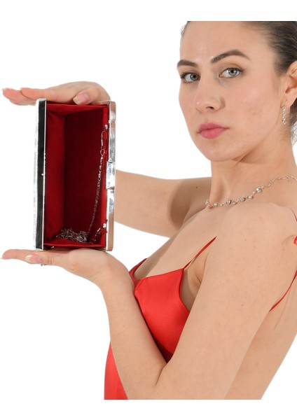 Gümüş Lame Renk Sıvama Saten Abiye Çanta Gece Çantası Düğün Çantası fırsatları