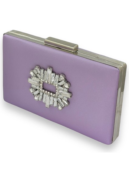 Lila Renk Çizilmeyen Saten Gümüş Taşlı Abiye Çanta Düğün Nişan Çantası fiyatları