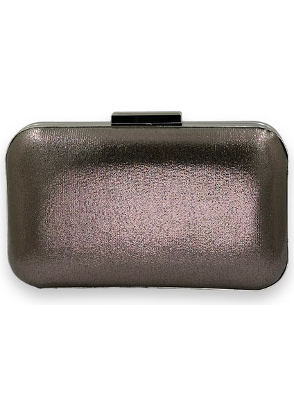 Antrasit Gri Platin Renk Metal Saplı Abiye Gece Çantası Düğün Nişan Mezuniyet Çantası