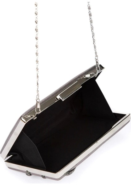 Antrasit Gri Platin Renk Gümüş Taşlı Abiye Çanta Gece Çantası Düğün Nişan Portföy indirimleri