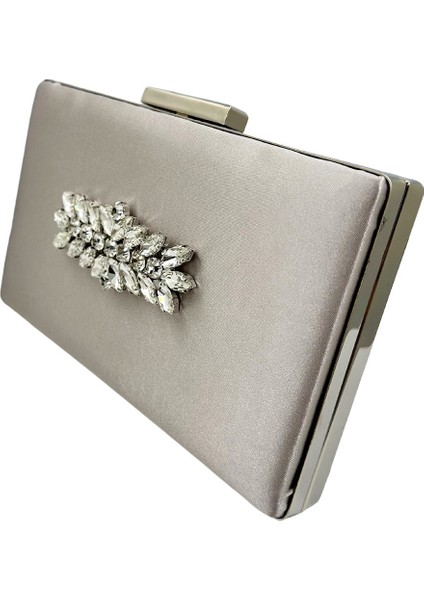 Vizon Renk Saten Gümüş Kasalı Gümüş Taşlı Abiye Çanta Gece Çantası Düğün Nişan Portföy fiyatları