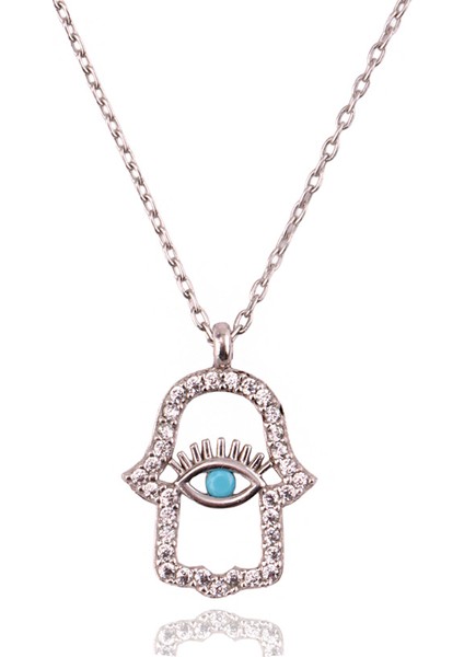 Fatma Ana Eli Göz Gümüş Kolye MS3336