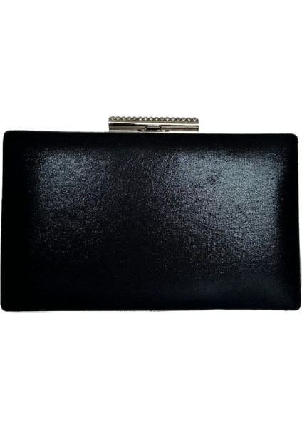 Siyah Renk Taşlı Kasa Abiye Çanta Gece Çantası Düğün Nişan Çantası El Çantası