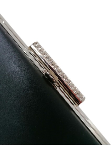 Siyah Renk Mat Deri Cilt Deri Abiye Çanta Gece Çantası Nişan Düğün Çantası