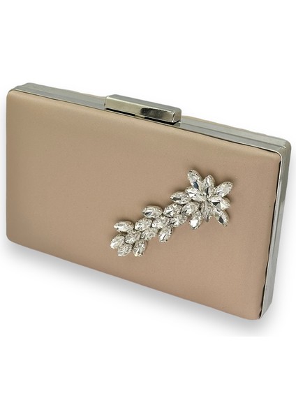 Vizon Renk Çizilmeyen Saten Gümüş Taşlı Abiye Çanta Düğün Nişan Çantası fiyatları