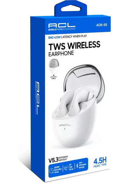 Acb-55 5.3 Versiyon Type-C Şarj Girişli Tws Wireless Kulakiçi Kulaklık