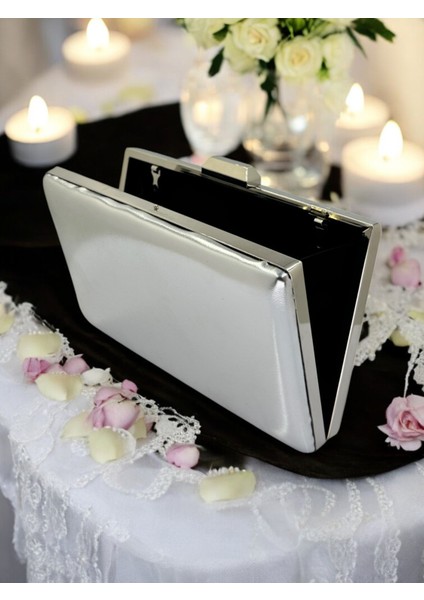 Gümüş Lame Renk Cilt Deri Mat Deri Abiye Çanta Gece Çantası Nişan Düğün Çantası El Çantası modelleri