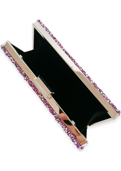 Lila Renk Taşlı Abiye Çanta Gece Çantası Nişan Düğün Çantası El Yapımı Çanta Zincirli Çanta fırsatları