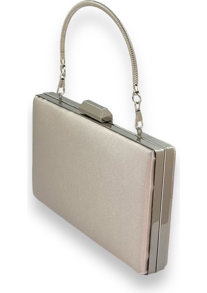 Vizon Renk Saten Gümüş Kasalı Gümüş Taşlı Abiye Çanta Gece Çantası Düğün Nişan Portföy fiyatları