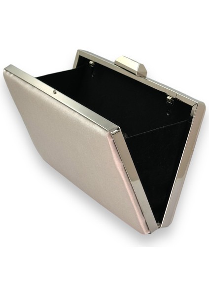 Vizon Renk Saten Gümüş Kasalı Gümüş Taşlı Abiye Çanta Gece Çantası Düğün Nişan Portföy modelleri