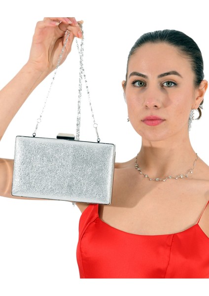 Gümüş Renk Kristal Desenli Mat Deri Abiye Çanta Gece Çantası Nişan Düğün Çantası El Yapımı fiyatları