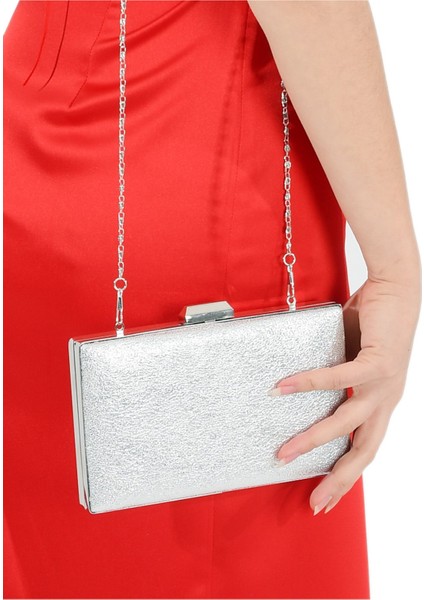 Gümüş Renk Kristal Desenli Mat Deri Abiye Çanta Gece Çantası Nişan Düğün Çantası El Yapımı modelleri