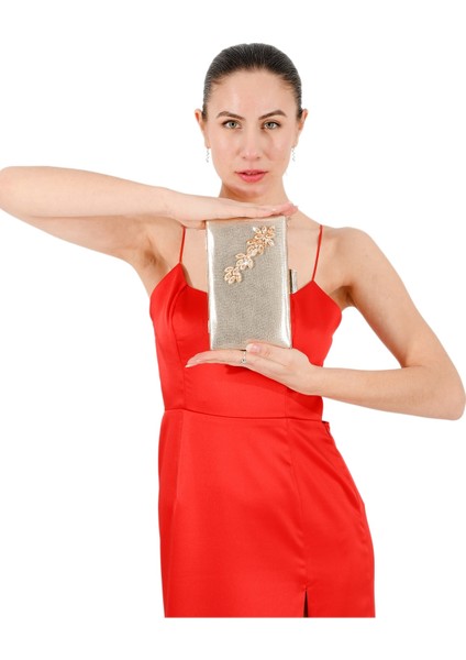 Altın Gold Renk Sıvama Saten Kristal Taşlı Abiye Çanta Gece Çantası Nişan Düğün Çantası indirimleri