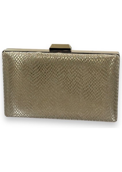 Altın Dore Renk Lazer Desenli Abiye Çanta Gece Çantası Düğün Nişan Kına Çantası Portföy Clutch