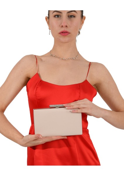 Açık Ten Nude Rengi Mat Deri Cilt Deri Abiye Çanta Gece Çantası Nişan Düğün Çantası modelleri