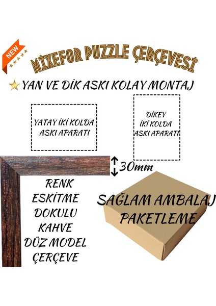 2000 Lik Puzzle Çerçevesi Renk Dokulu Kahve fiyatları