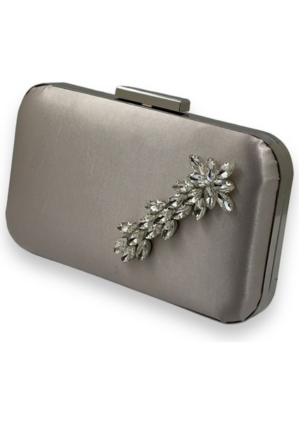 Vizon Renk Saten Gümüş Kasalı Gümüş Taşlı Abiye Çanta Gece Çantası Düğün Nişan Portföy fiyatları