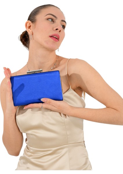 Saks Mavisi Renk Saten Taşlı Kasa Bayan Abiye Çanta Gece Çantası Nişan Düğün Çantası modelleri