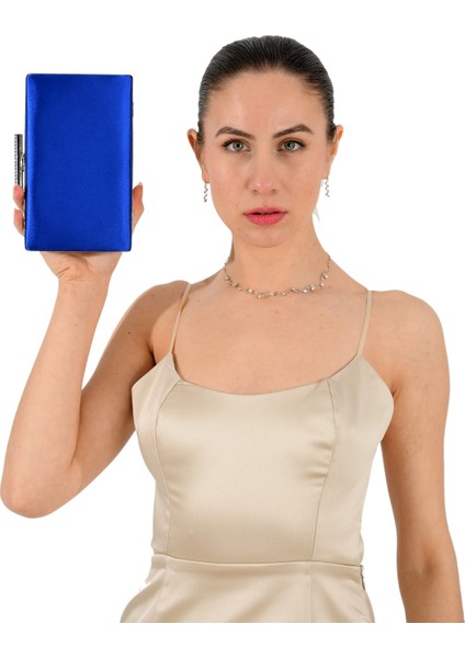 Saks Mavisi Renk Saten Taşlı Kasa Bayan Abiye Çanta Gece Çantası Nişan Düğün Çantası indirimleri