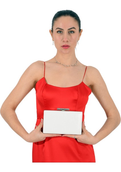 Sedef Ekru Inci Beyazı Renk Kırışık Rugan Abiye Çanta Düğün Nişan Gece Çantası El Yapımı