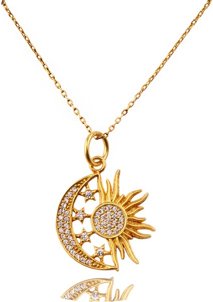 Ay Güneş Gümüş Kolye Ms3322