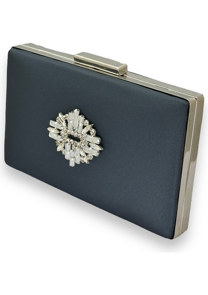 Lacivert Rengi Çizilmeyen Saten Gümüş Taşlı Abiye Çanta Düğün Nişan Çantası fiyatları