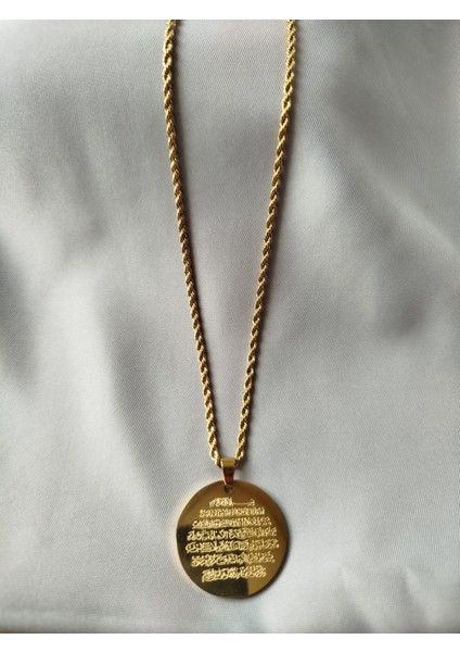 Dua Yazılı Gold Renk Burgu Zincirli Çelik Kolye fiyatları