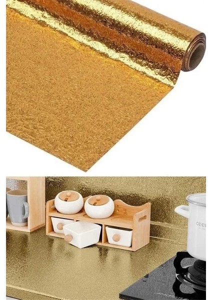 2 Metre Kendinden Yapışkanlı Silinebilir Mutfak Tezgah Üstü Sticker Folyo Gold Renk (5047) fırsatları