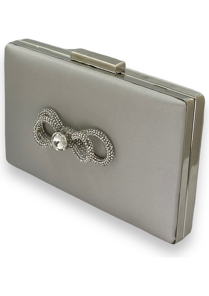 Gümüş Gri Renk Çizilmeyen Saten Gümüş Taşlı Abiye Çanta Düğün Nişan Çantası fiyatları