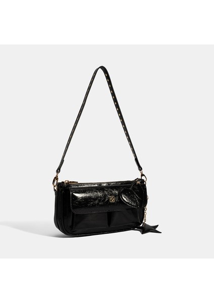 Kadın Siyah Yıldız / Kalp Charm Aksesuarlı Omuz Çantası modelleri