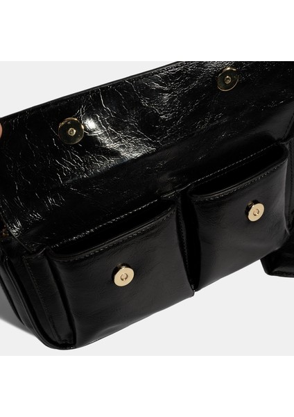 Kadın Siyah Yıldız / Kalp Charm Aksesuarlı Omuz Çantası