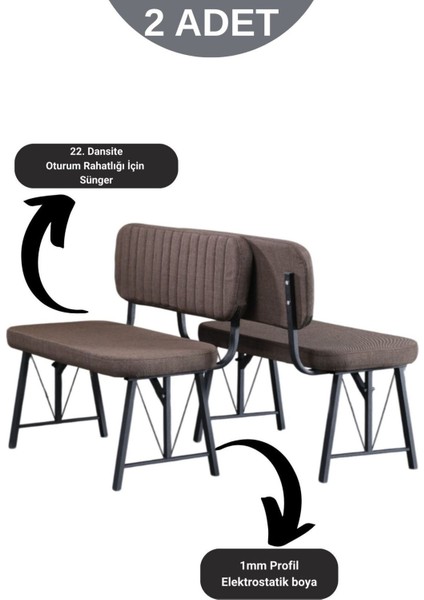 Elfin 70X110CM Sabit Beyaz, Yemek Masası, Yemek Masası Takımı, 2 Kahverengi Benchli modelleri