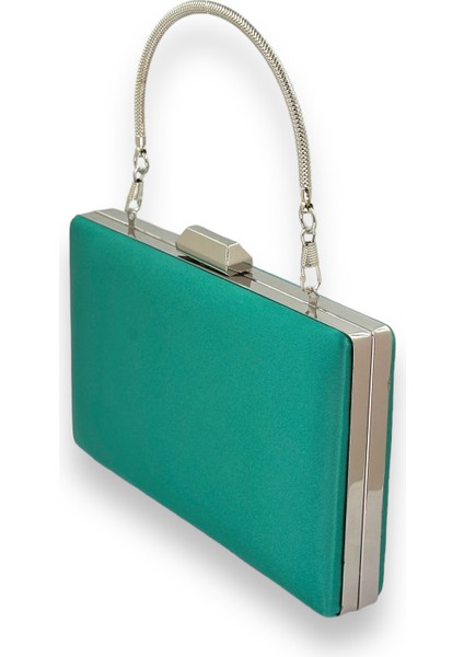 Yeşil Renk Saten Gümüş Kasalı Gümüş Taşlı Abiye Çanta Gece Çantası Düğün Nişan Portföy fiyatları