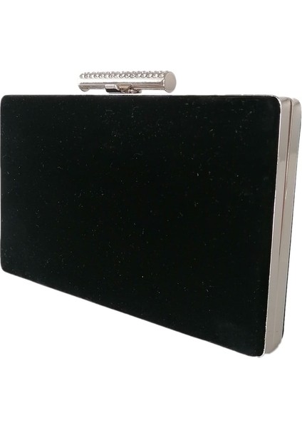 Siyah Renk Gümüş Kasalı Süet Abiye Çanta Gece Çantası Düğün Nişan Çantası fiyatları