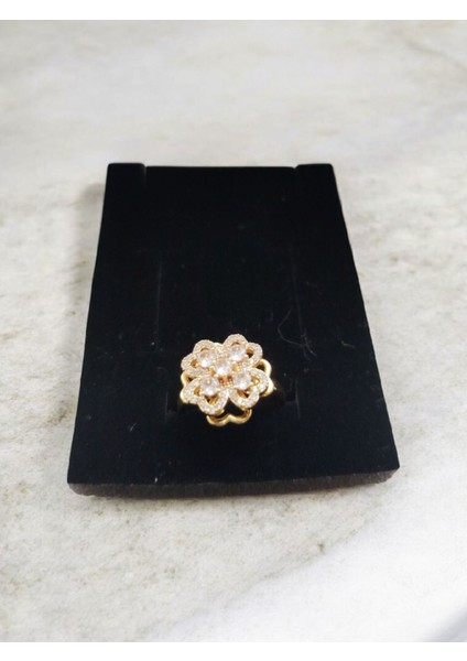 360 Derece Dönen Çiçekli Kalp Modeli Çelik Yüzük