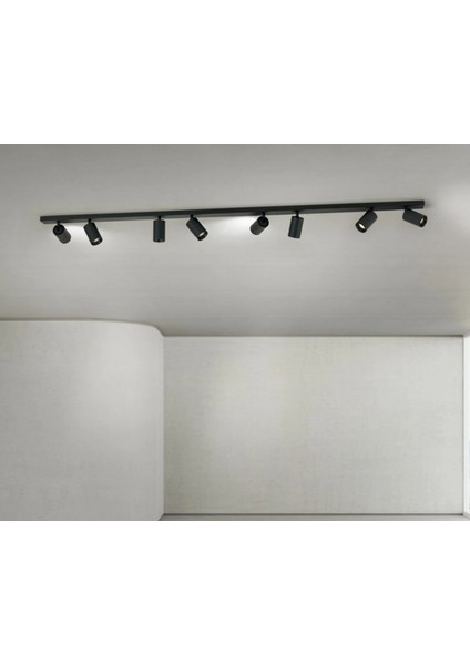 Modern Siyah Metal 150 cm GU10 LED Spot Avize Sekizli 8 Lihareketli Başlık Tasarruflu Tavan Avize modelleri