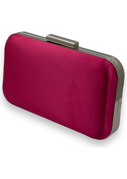 Fuşya Renk Saten Gümüş Kasalı Abiye Çanta Gece Çantası Düğün Nişan Portföy fiyatları