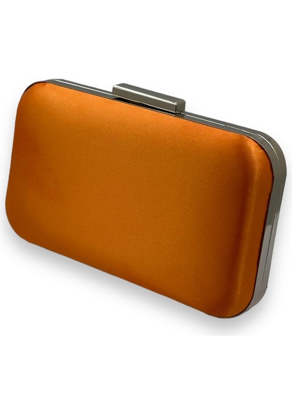 Turuncu Renk Saten Gümüş Kasalı Abiye Çanta Gece Çantası Düğün Nişan Portföy fiyatları