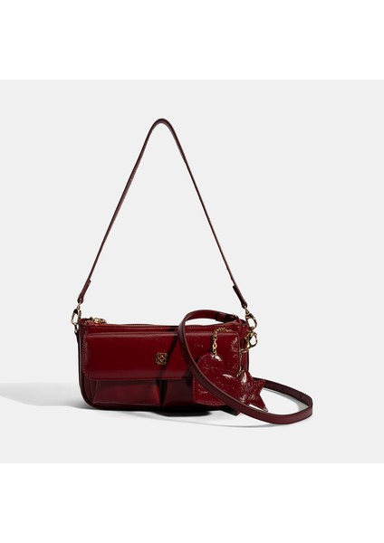Kadın Bordo Yıldız / Kalp Charm Aksesuarlı Omuz Çantası fırsatları