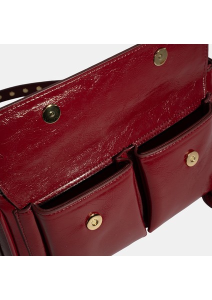 Kadın Bordo Yıldız / Kalp Charm Aksesuarlı Omuz Çantası