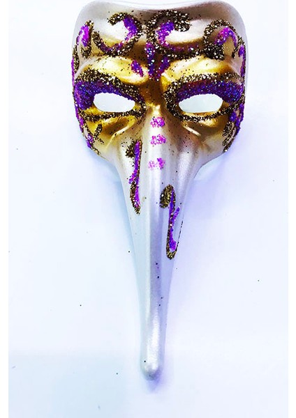 Zeroshop Fuşya Renk Işlemeli Seramik Malzemeden Imal Venedik Uzun Maske Magnet