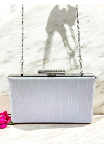 Gri Taşlı Saplı Renk El Izi Yapmayan Simli Saten Kristal Taşlı Kadın Abiye Çanta Düğün Nişan indirimleri