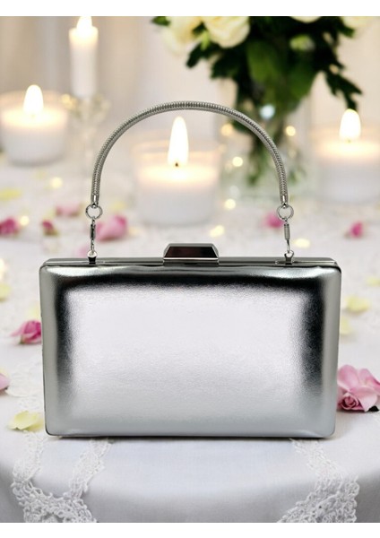 Gümüş Gri Lame Renk Cilt Deri Mat Deri Abiye Çanta Gece Çantası Nişan Düğün Çantası fiyatları