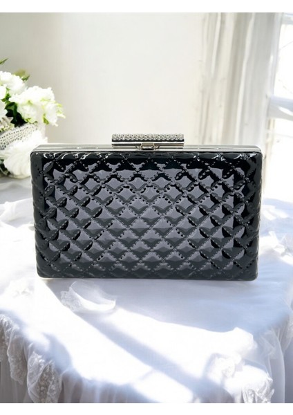 Siyah Lüks Rugan Kapitone Desenli Kadın Abye Çanta Düğün Nişan Mezuniyet fiyatları